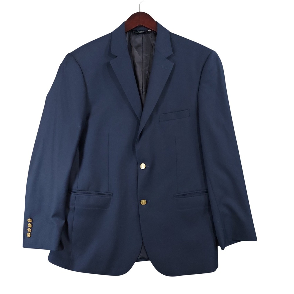 Jos. A. Bank Blazer Mens 42 Regular Navy Blue 100% Wool Gold Crest Button Jacket